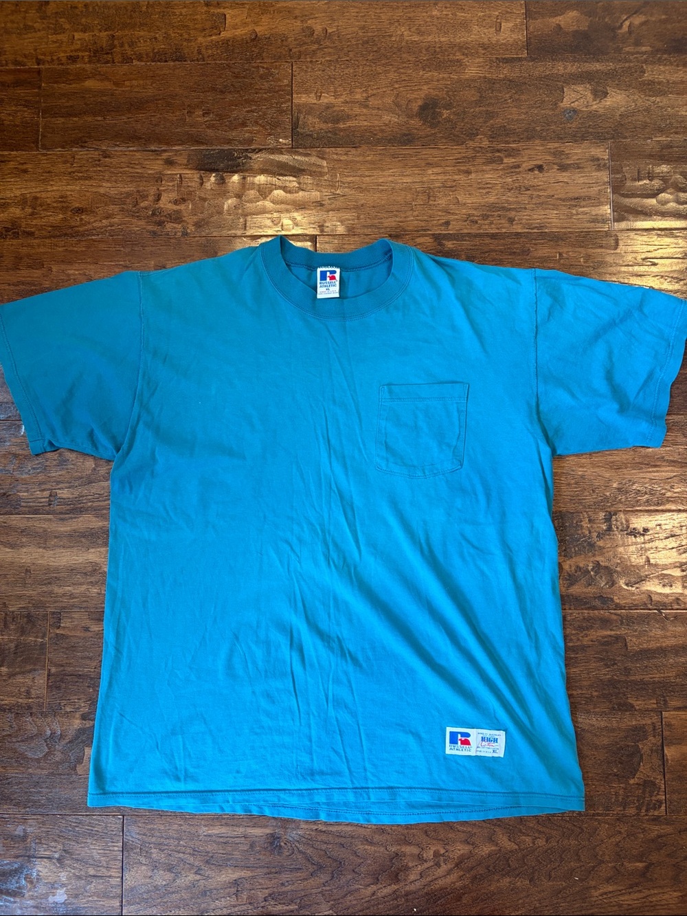 Vintage Russell Athletic Turquoise Short Sleeve Pocket Tee